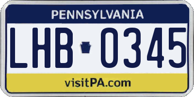 PA license plate LHB0345