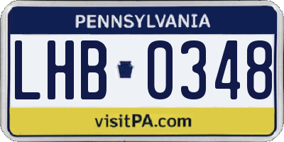PA license plate LHB0348
