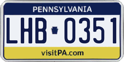 PA license plate LHB0351