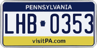 PA license plate LHB0353