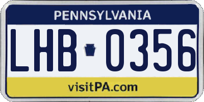 PA license plate LHB0356