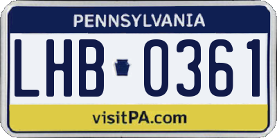 PA license plate LHB0361