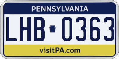 PA license plate LHB0363