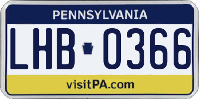 PA license plate LHB0366