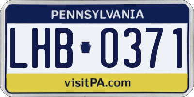 PA license plate LHB0371