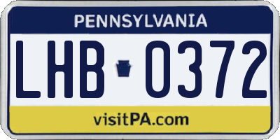 PA license plate LHB0372