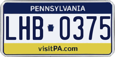 PA license plate LHB0375