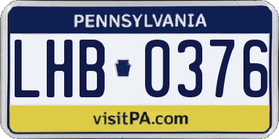 PA license plate LHB0376