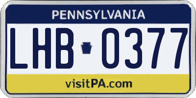 PA license plate LHB0377