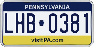 PA license plate LHB0381