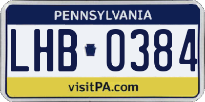 PA license plate LHB0384