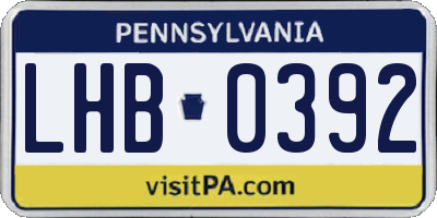 PA license plate LHB0392