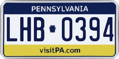 PA license plate LHB0394