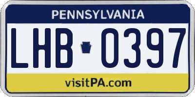 PA license plate LHB0397
