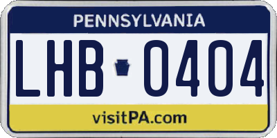 PA license plate LHB0404