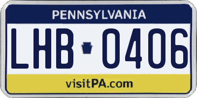 PA license plate LHB0406