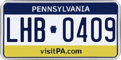 PA license plate LHB0409