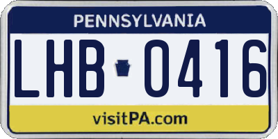 PA license plate LHB0416