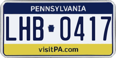 PA license plate LHB0417