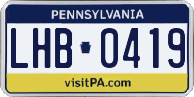 PA license plate LHB0419