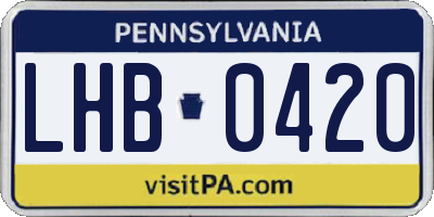 PA license plate LHB0420