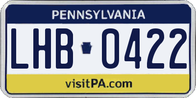 PA license plate LHB0422