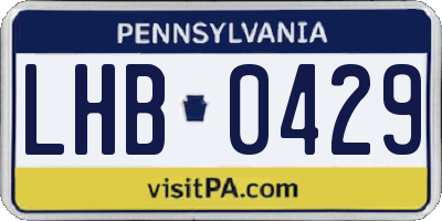 PA license plate LHB0429