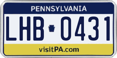 PA license plate LHB0431