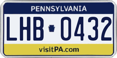 PA license plate LHB0432