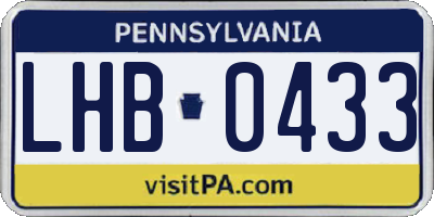 PA license plate LHB0433
