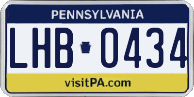 PA license plate LHB0434