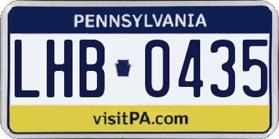PA license plate LHB0435