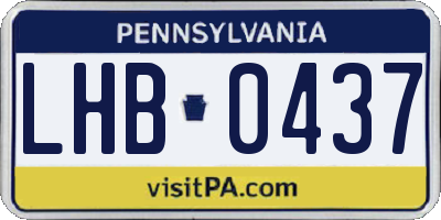 PA license plate LHB0437