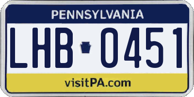 PA license plate LHB0451