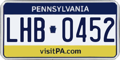 PA license plate LHB0452