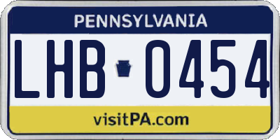 PA license plate LHB0454