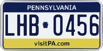 PA license plate LHB0456