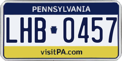 PA license plate LHB0457