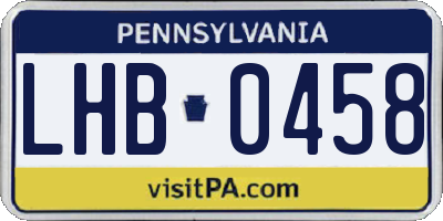 PA license plate LHB0458