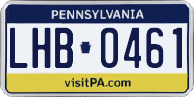PA license plate LHB0461