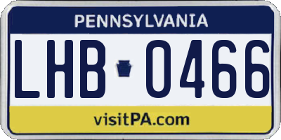 PA license plate LHB0466