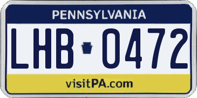 PA license plate LHB0472