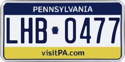 PA license plate LHB0477