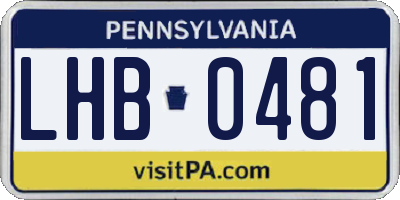PA license plate LHB0481