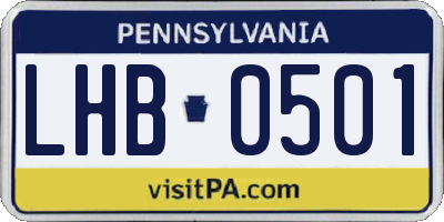 PA license plate LHB0501