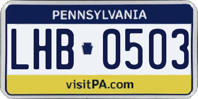 PA license plate LHB0503