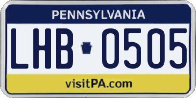 PA license plate LHB0505