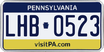PA license plate LHB0523