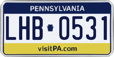 PA license plate LHB0531