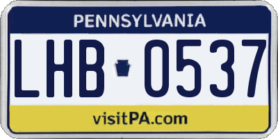 PA license plate LHB0537
